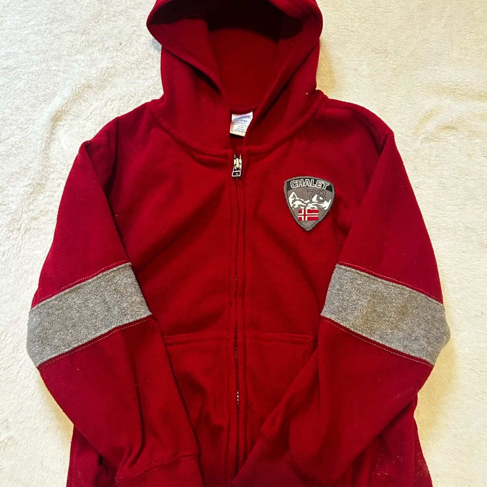 Kids Red Hoodie with Gray Accents